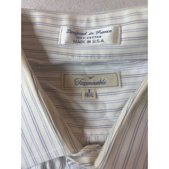 Faconnable Mens Blue & White Striped Button-Down Shirt Size L 16.5 - Picture 9 of 11